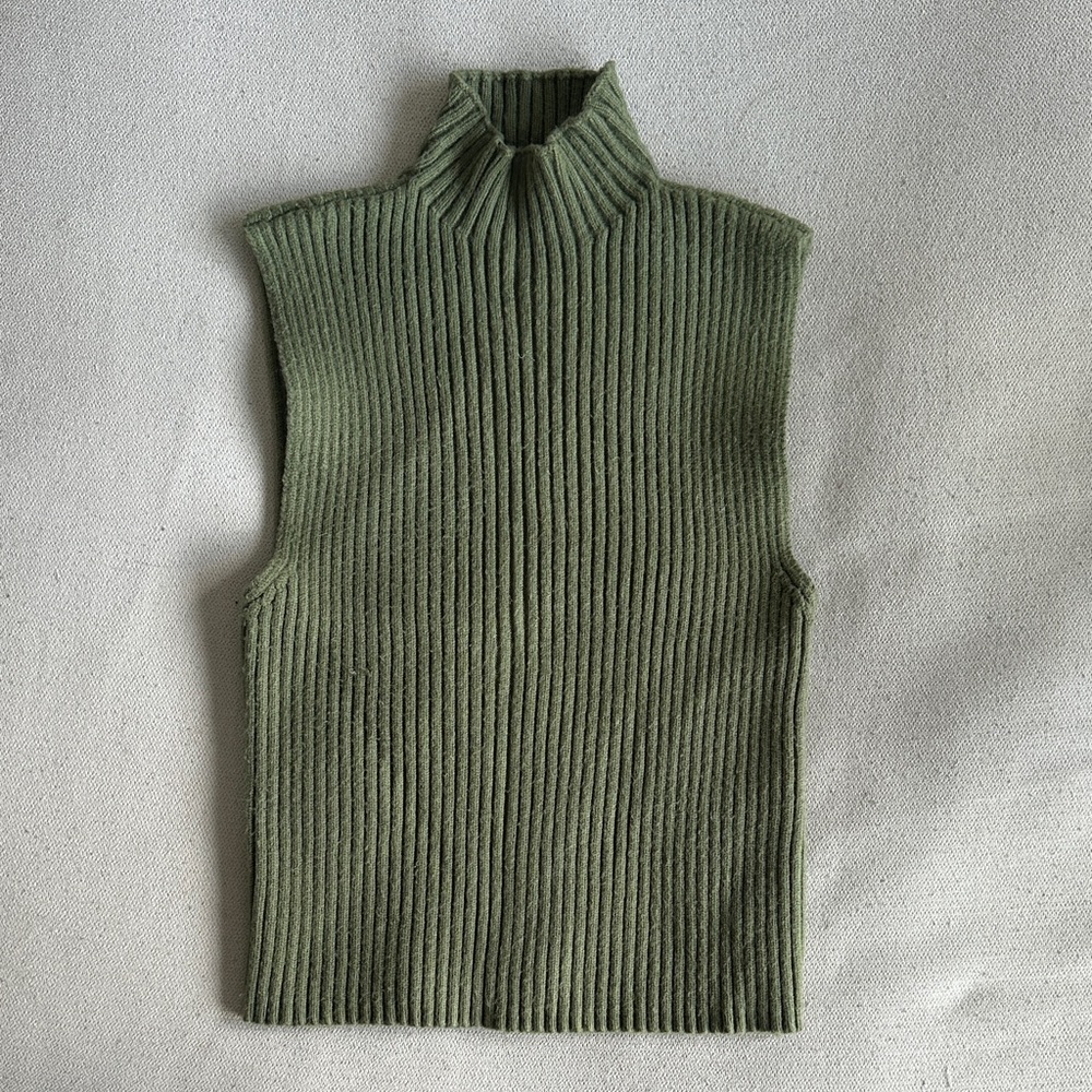 Zara Olive Ribbed Tank Top